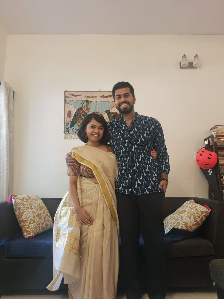 Priyanka and Karthik, dressed up