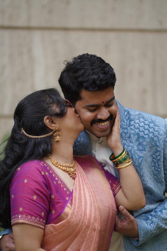 Priyanka and Karthik, dressed up